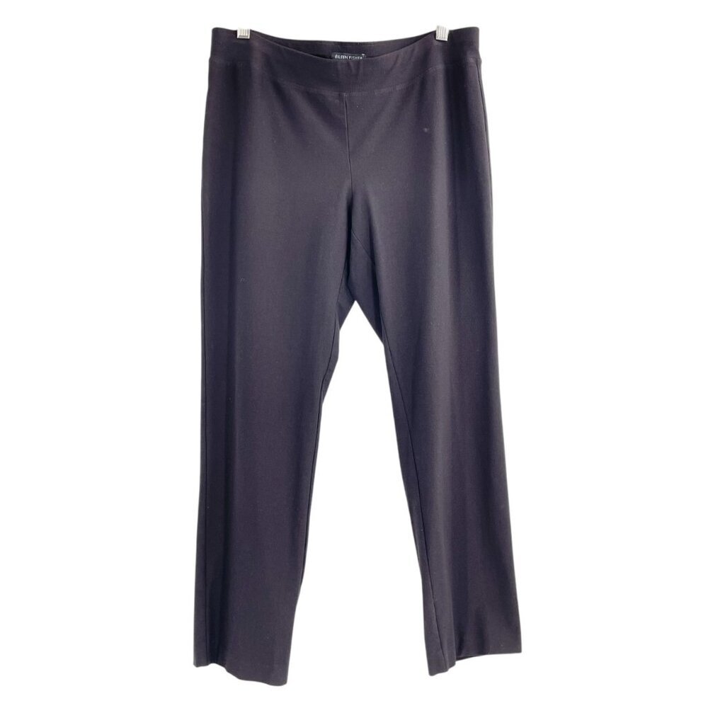 Eileen Fisher Black Cropped Pull On Elastic Waist Pants Womens Small Neutral